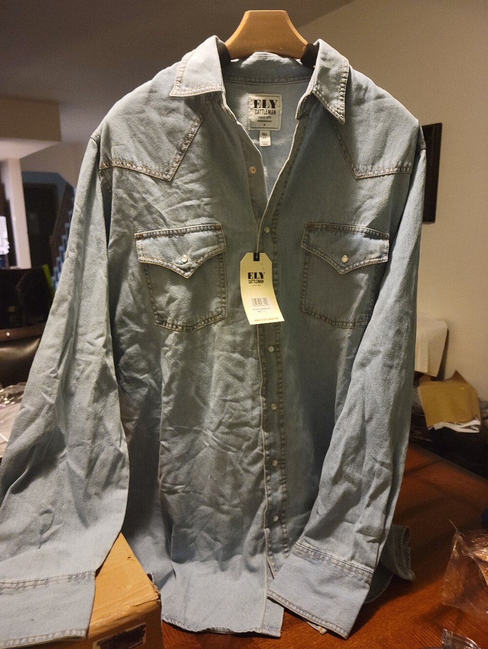 ELY Cattleman Light Blue Denim Western Shirt Jacket